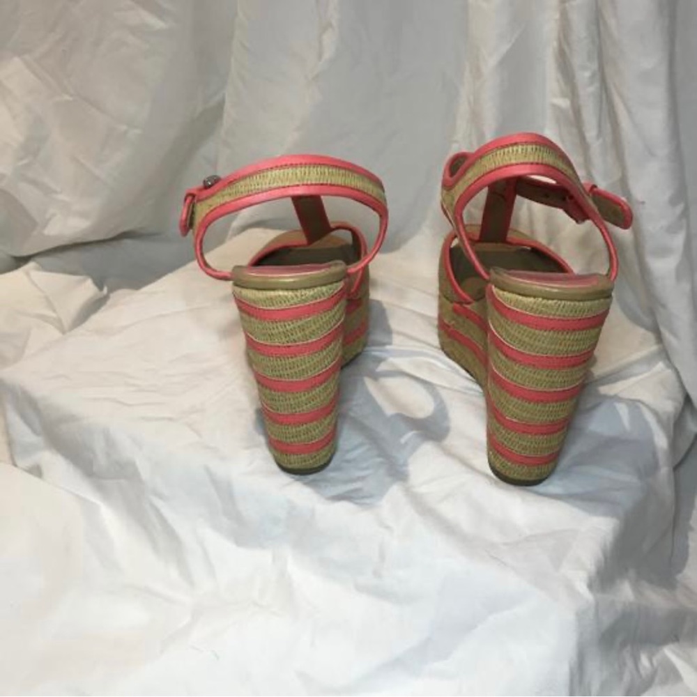 Coach Pink & Tan Woven Wedges Size 9 US - Picture 5 of 7